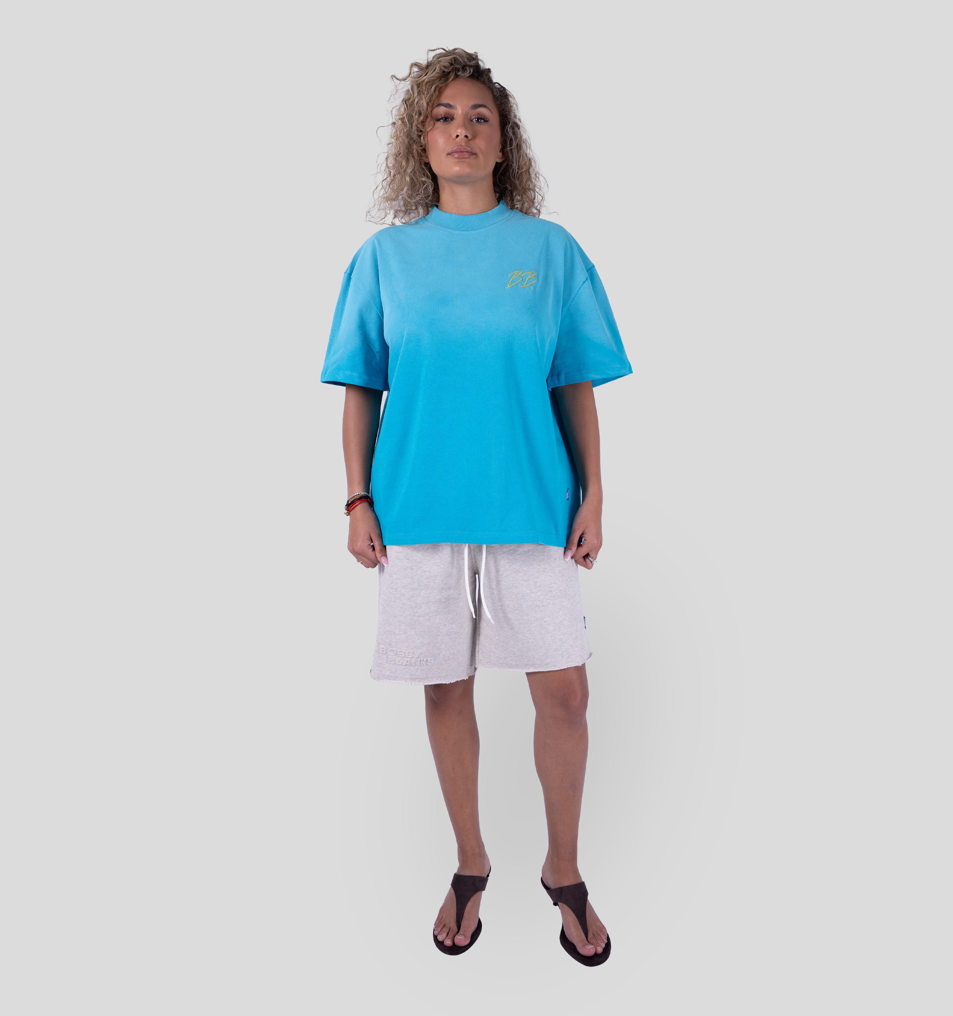 BRIXTON T-SHIRT - AQUA/CHARTREUSE
