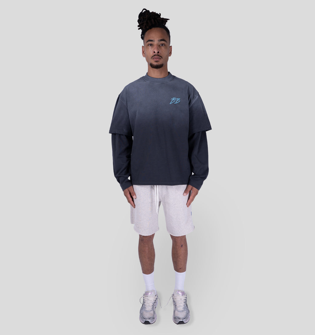 BRIXTON DOUBLE LAYER LONGSLEEVE - GREY/AQUA