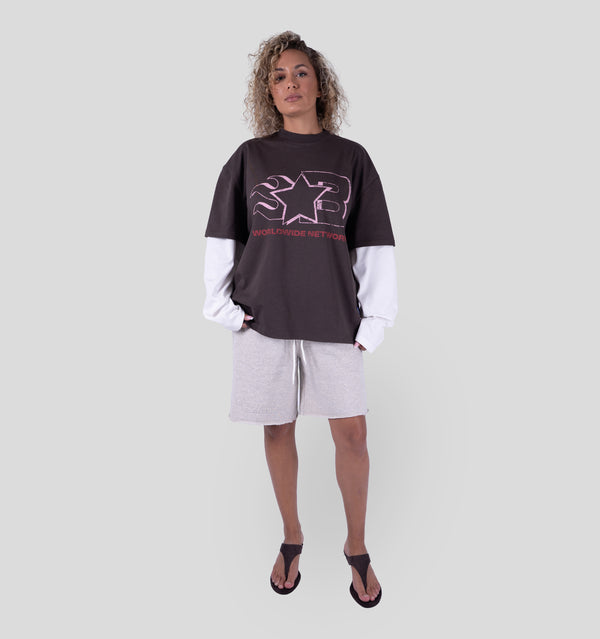 VOICEMAIL DOUBLELAYER- BROWN/OFF WHITE
