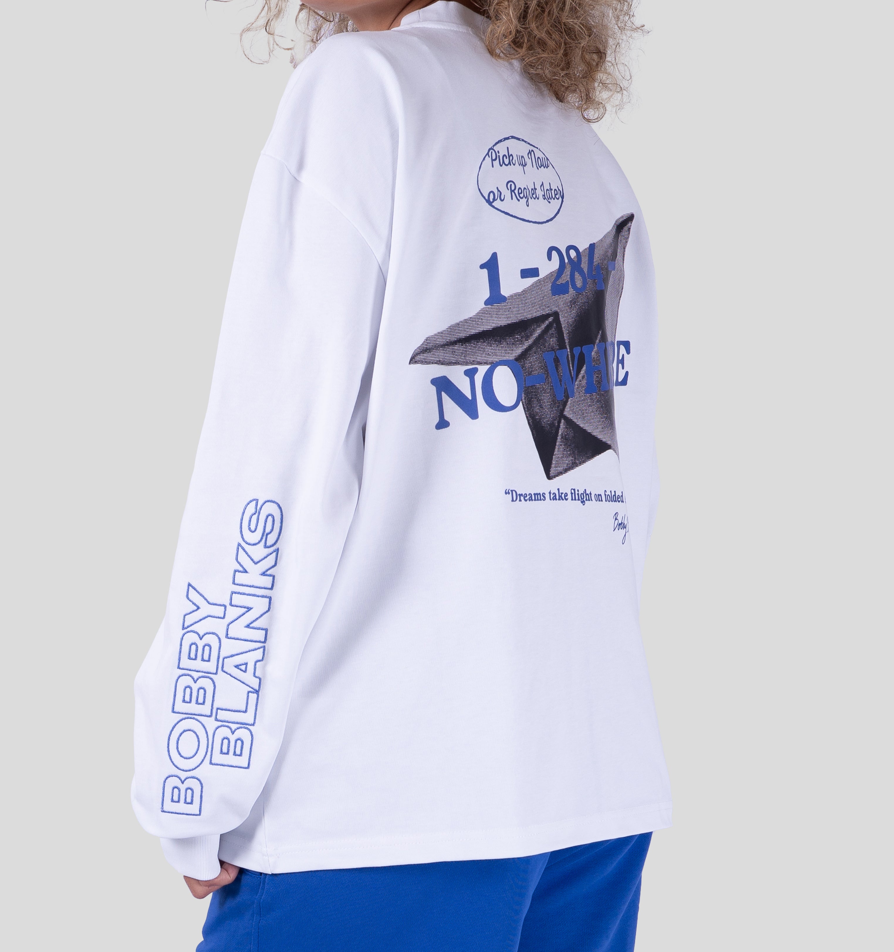 BOOKMARK LONGSLEEVE - WHITE/COBALT