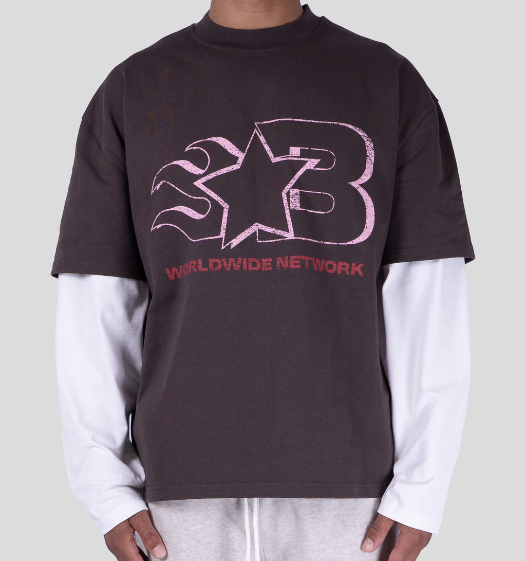 VOICEMAIL DOUBLELAYER- BROWN/OFF WHITE