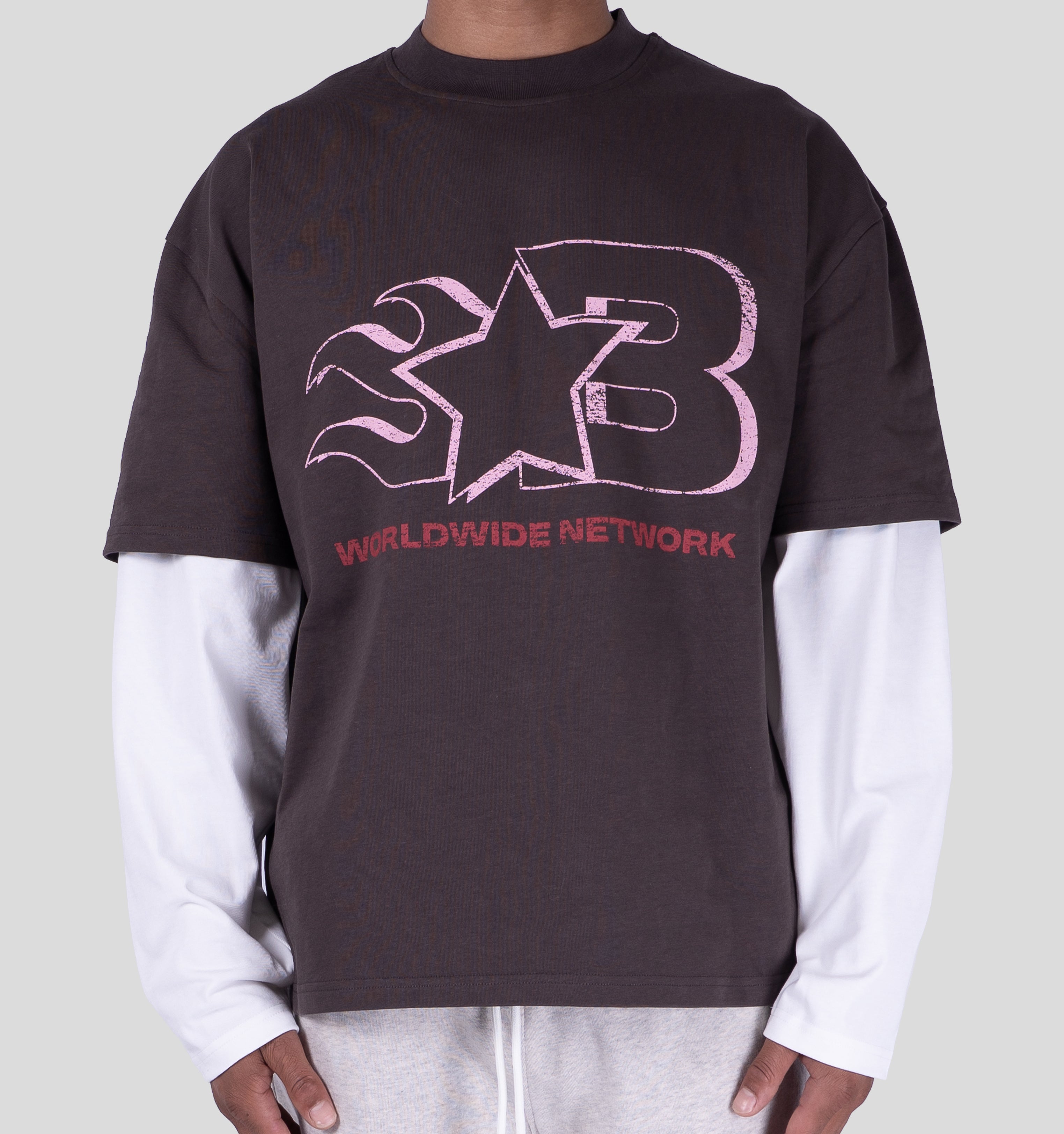 VOICEMAIL DOUBLELAYER- BROWN/OFF WHITE