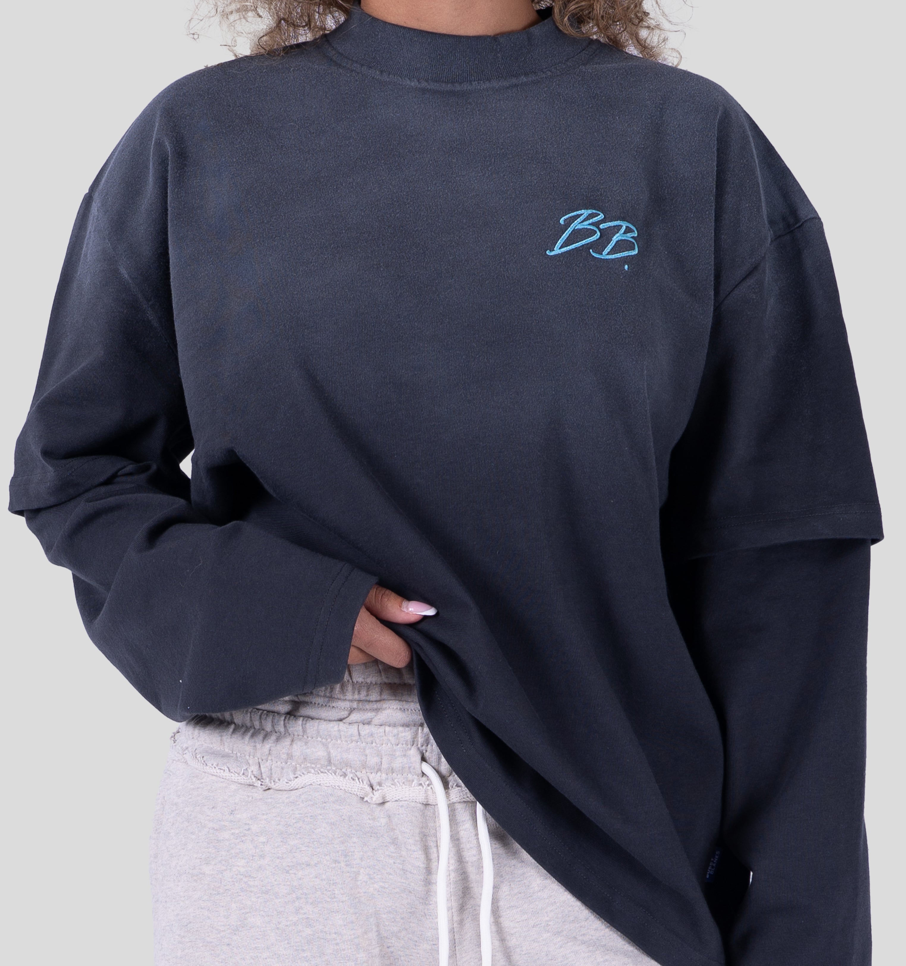 BRIXTON DOUBLE LAYER LONGSLEEVE - GREY/AQUA