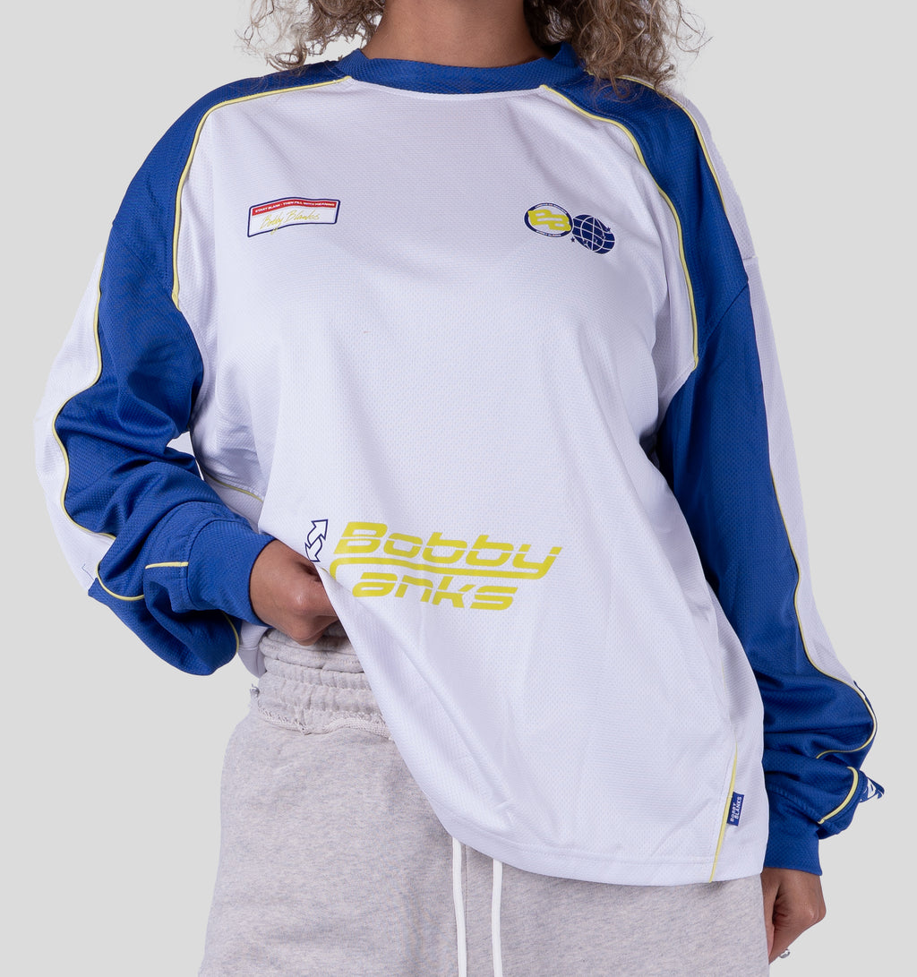 SOHO MESH LONGSLEEVE - WHITE/COBALT