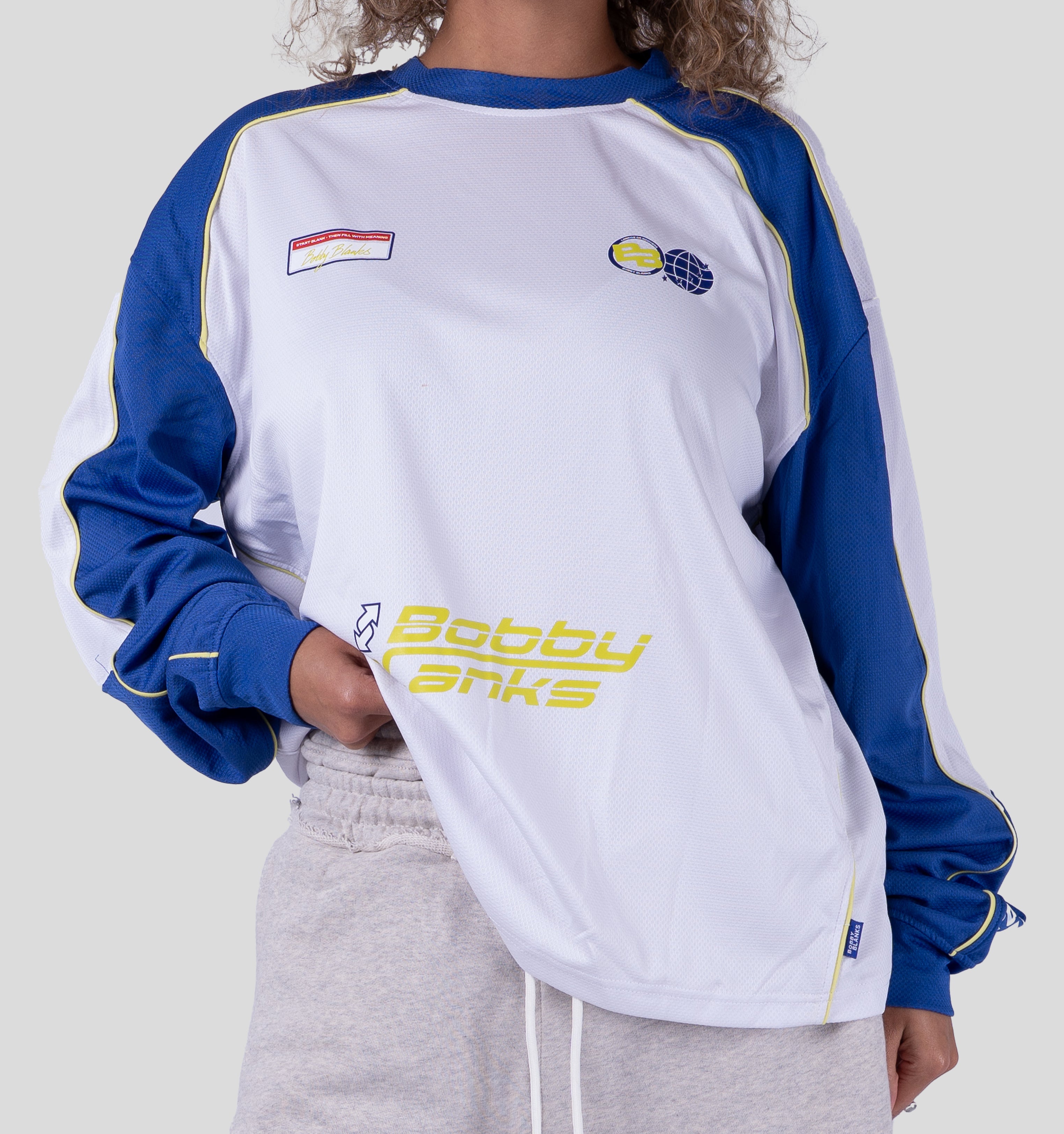 SOHO MESH LONGSLEEVE - WHITE/COBALT