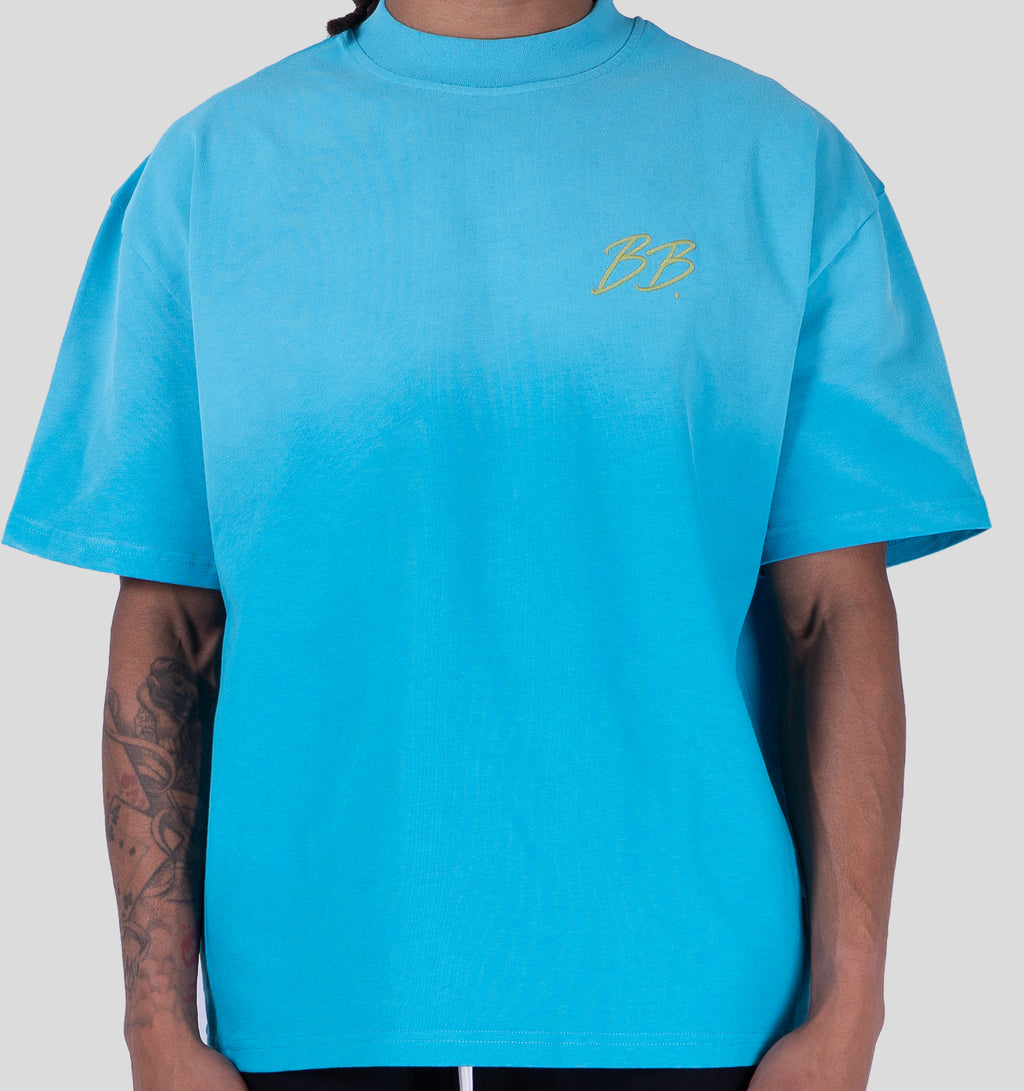 BRIXTON T-SHIRT - AQUA/CHARTREUSE