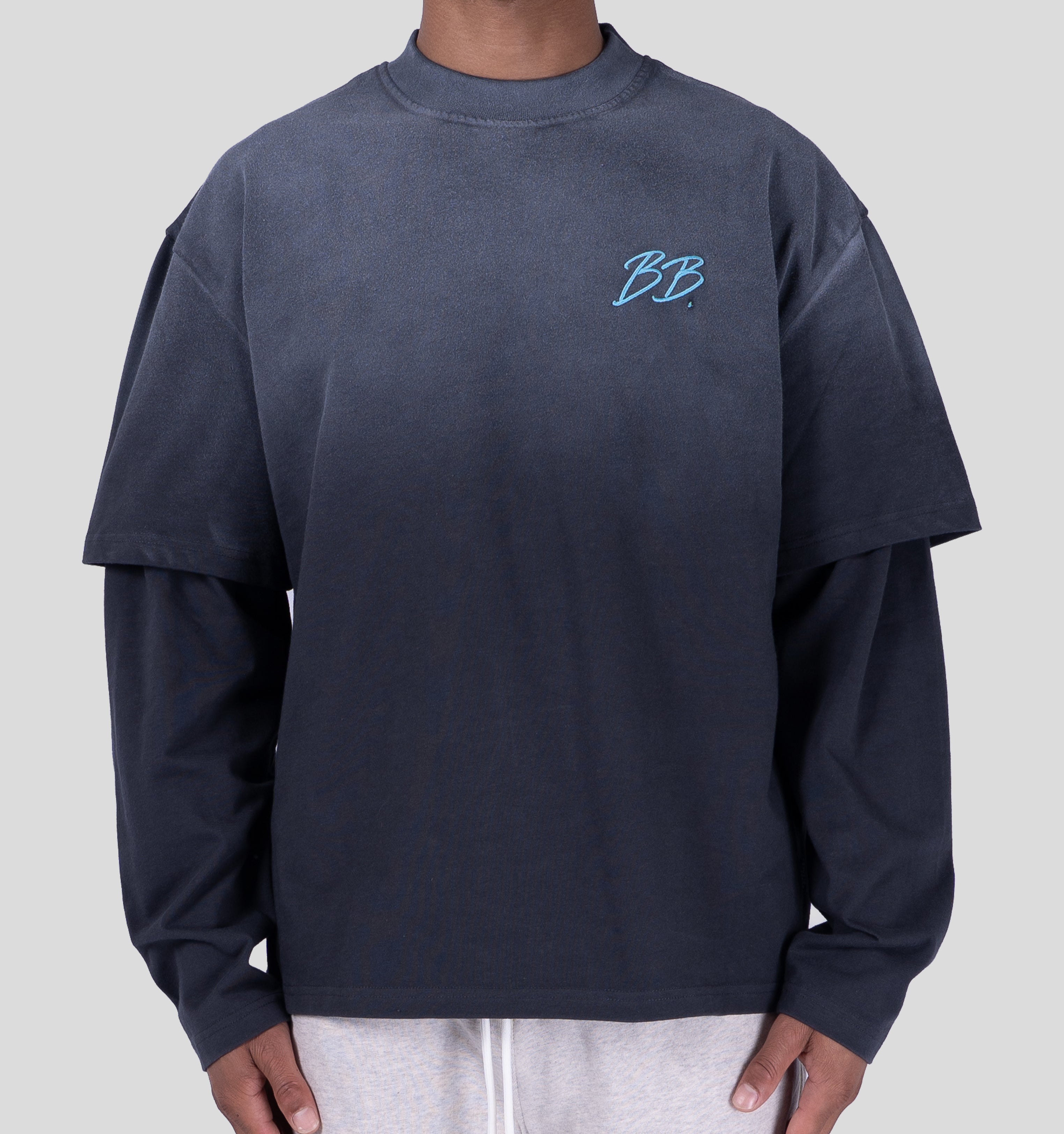 BRIXTON DOUBLE LAYER LONGSLEEVE - GREY/AQUA