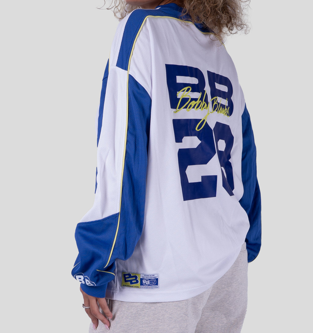 SOHO MESH LONGSLEEVE - WHITE/COBALT