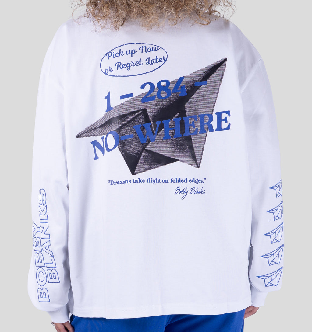 BOOKMARK LONGSLEEVE - WHITE/COBALT