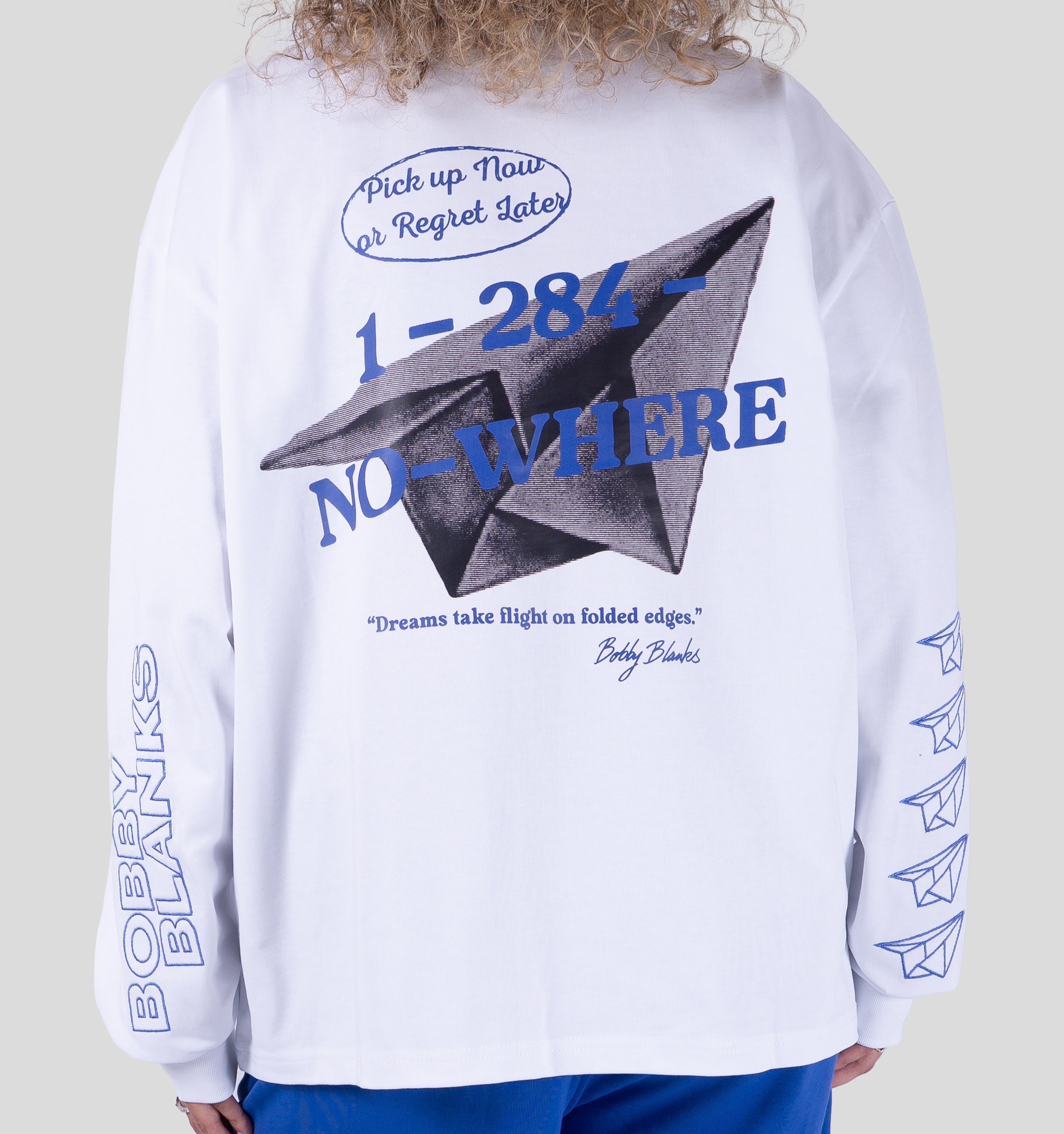 BOOKMARK LONGSLEEVE - WHITE/COBALT