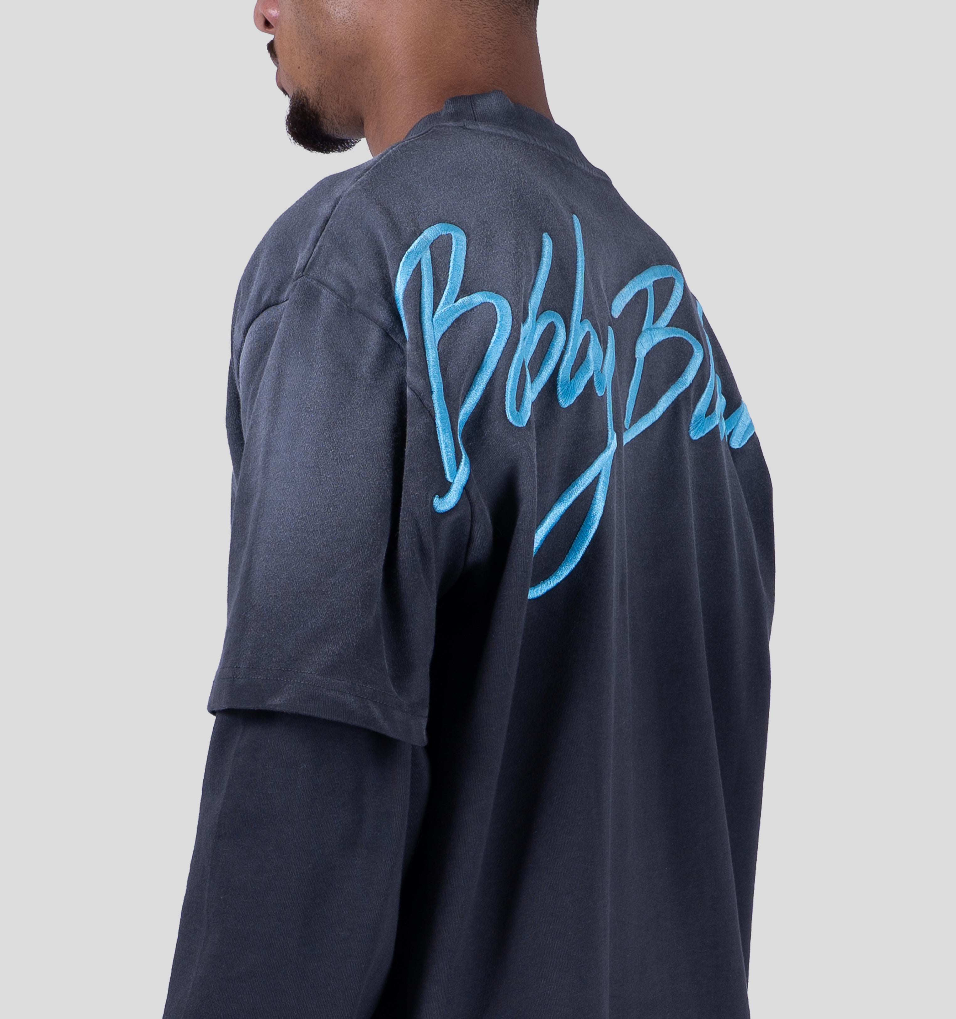 BRIXTON DOUBLE LAYER LONGSLEEVE - GREY/AQUA