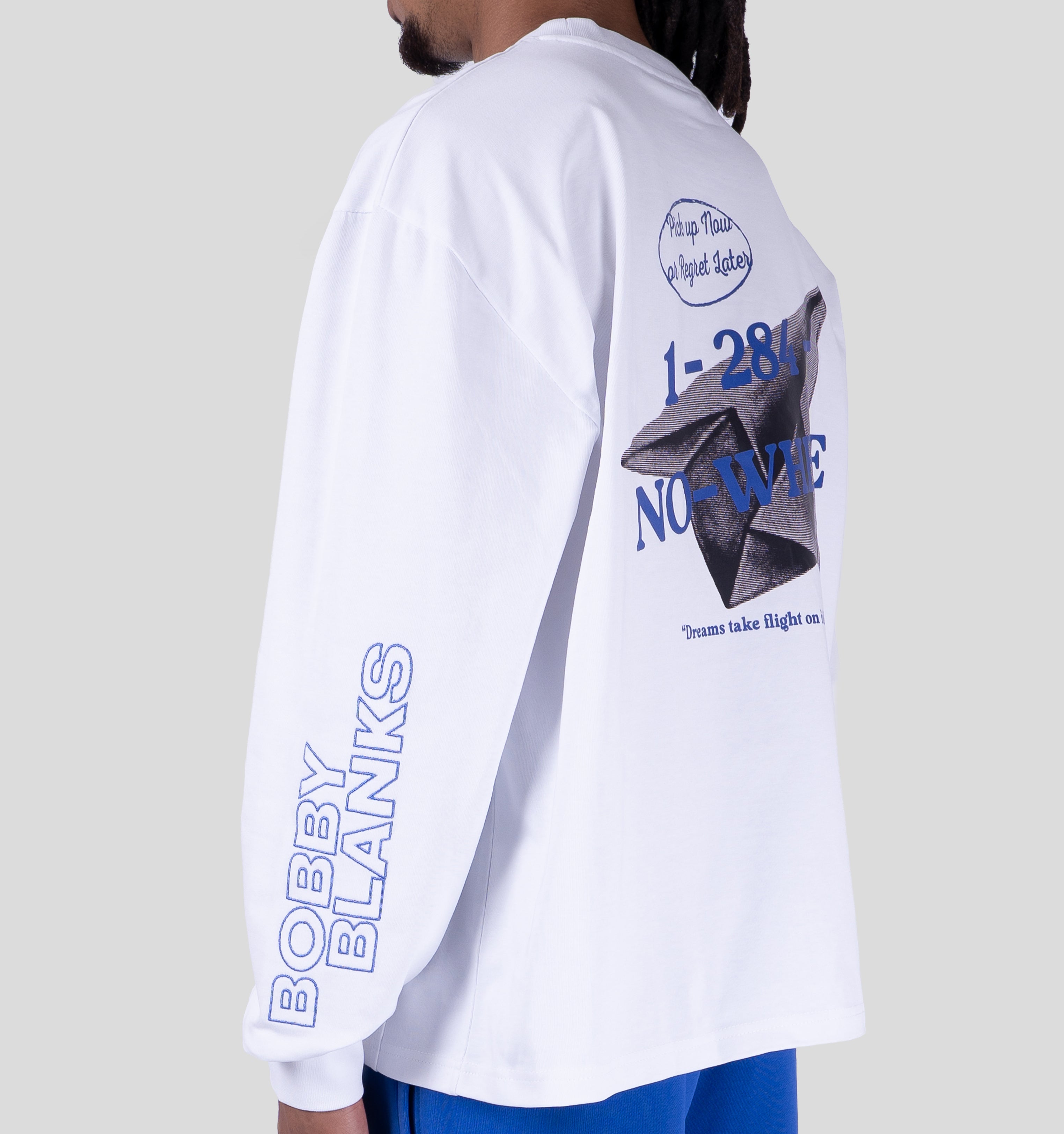 BOOKMARK LONGSLEEVE - WHITE/COBALT