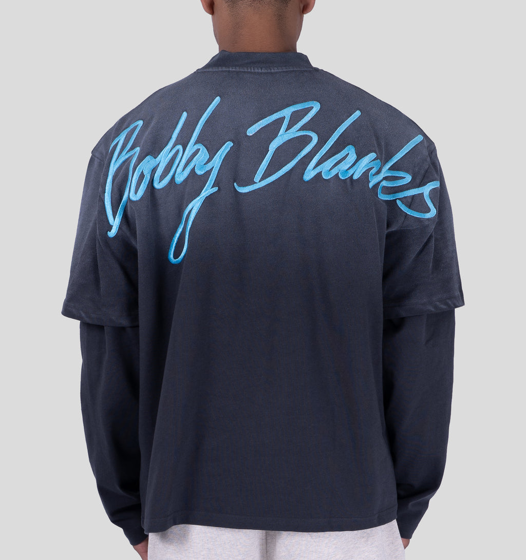 BRIXTON DOUBLE LAYER LONGSLEEVE - GREY/AQUA
