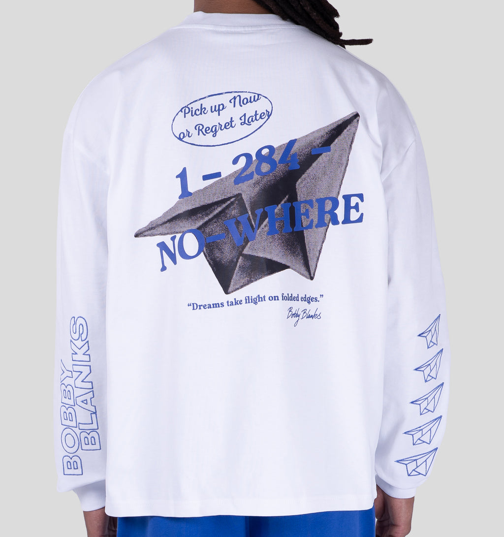 BOOKMARK LONGSLEEVE - WHITE/COBALT