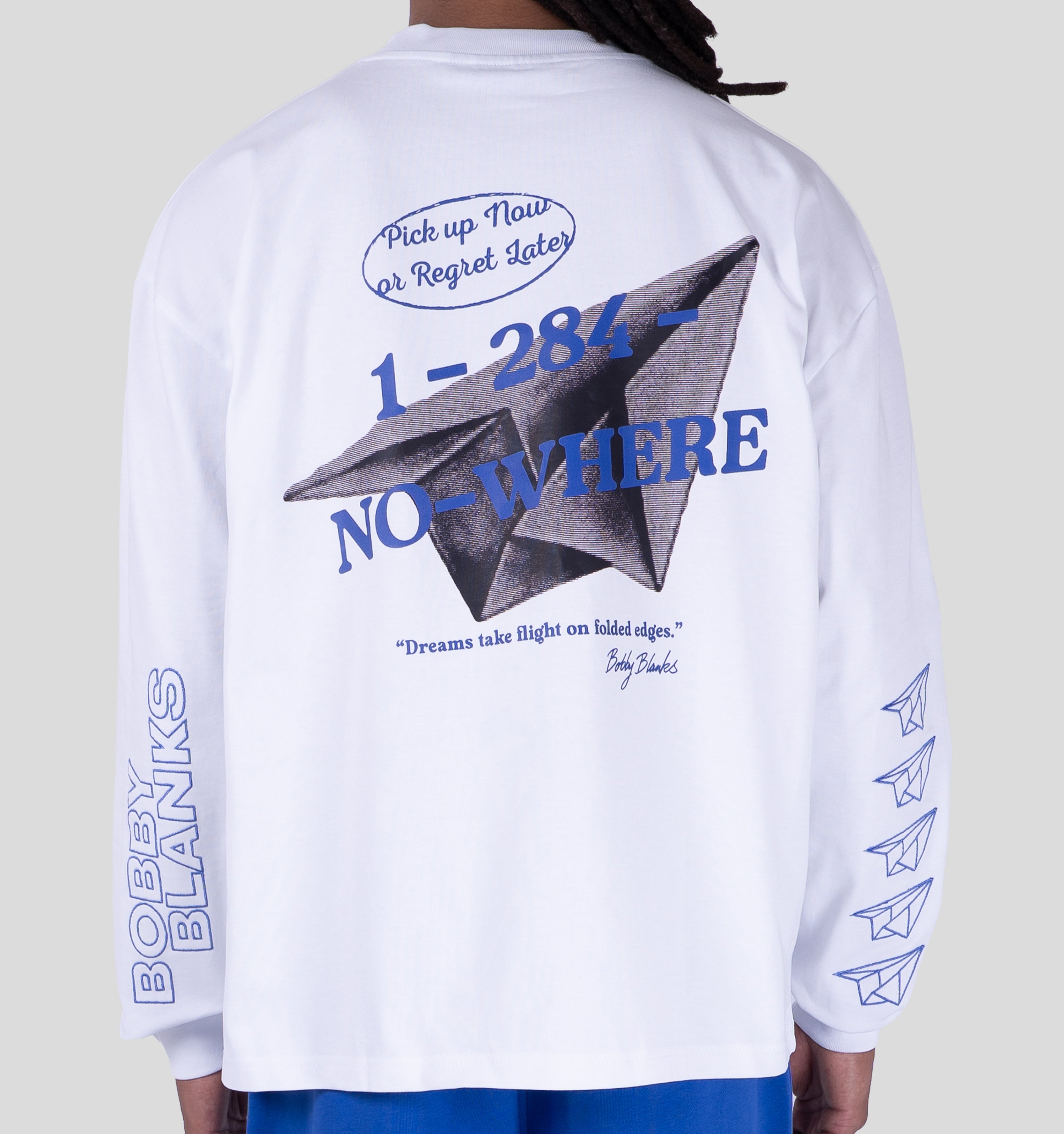 BOOKMARK LONGSLEEVE - WHITE/COBALT